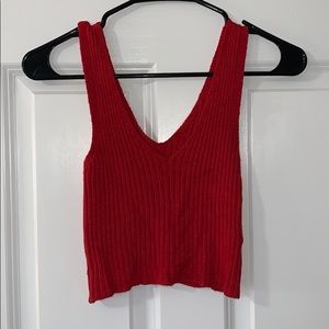 Red v-neck tank